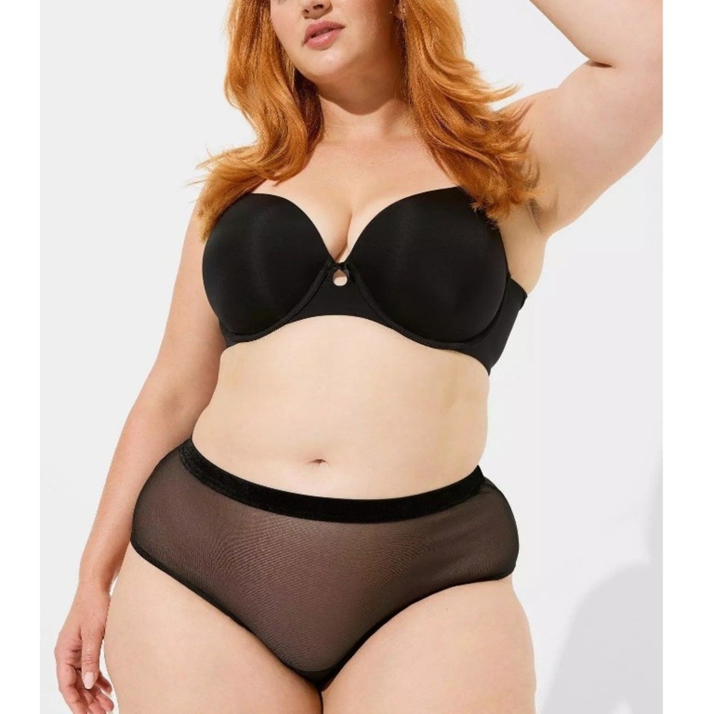 Torrid Women's Mesh‎ Black Marabou Cut Out Cheeky Panty Size 2X